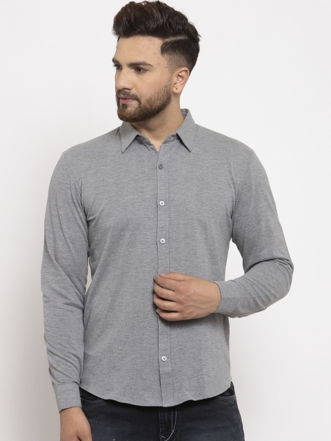 

WILD WEST Men Grey Melange Regular Fit Solid Casual Shirt