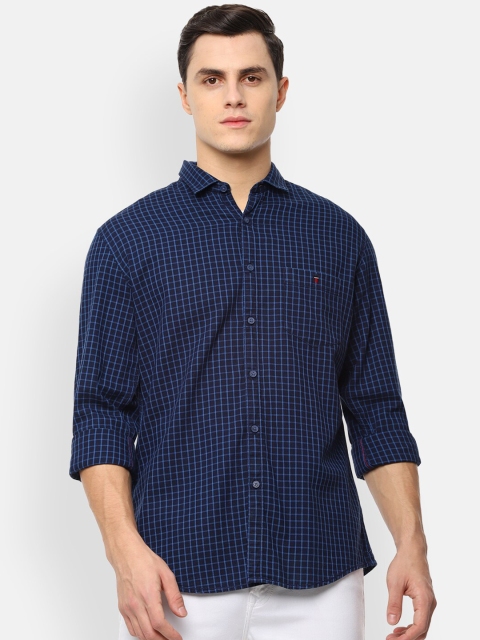 

Louis Philippe Jeans Men Navy Blue Slim Fit Checked Casual Shirt
