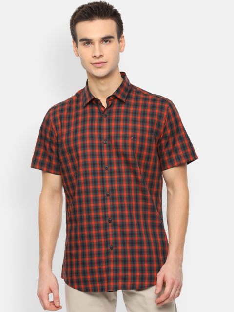 

Louis Philippe Jeans Men Red & Black Slim Fit Checked Casual Shirt