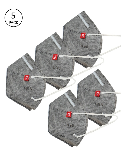 

Swiss Design Unisex Pack of 5 Pcs Grey Reusable 3-Ply Protective N95 Masks