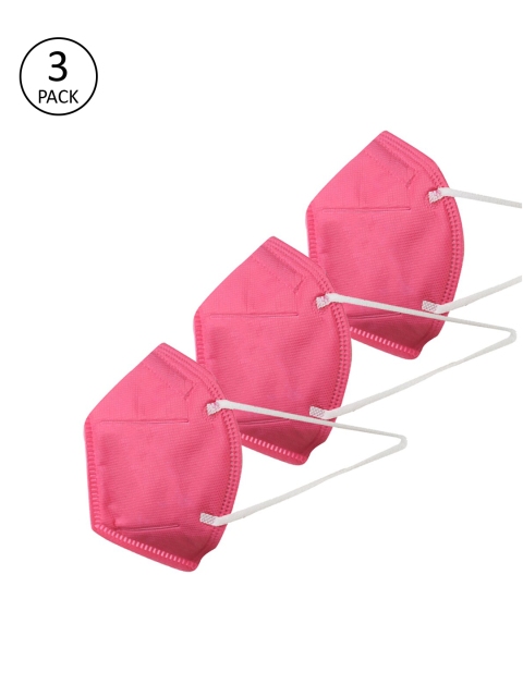 

Swiss Design Unisex Pack Of 3 Reusable 3-Ply Cloth Masks, Pink