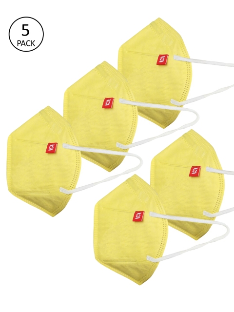 

Swiss Design Unisex 5 Pcs Yellow 3 Ply Reusable Anti-Pollution Protective Outdoor Masks