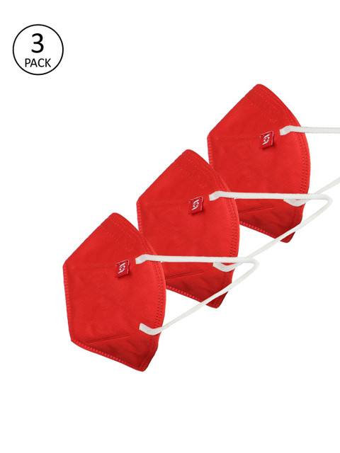

Swiss Design Unisex Red Pack Of 3 Reusable 3-Ply Cloth Masks