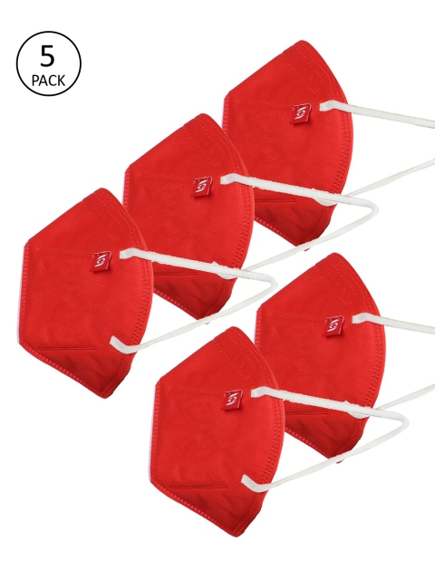 

Swiss Design Unisex Pack of 5 Pcs Red Reusable 3-Ply Protective Outdoor Masks