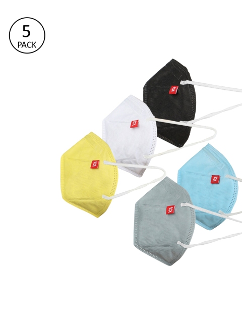 

Swiss Design Unisex Multicoloured Pack Of 5 Reusable 3-Ply Cloth Masks, Multi