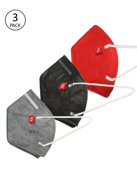 

Swiss Design Unisex 3 Pcs Solid 3-Ply Anti-Pollution Reusable N95 Masks, Grey