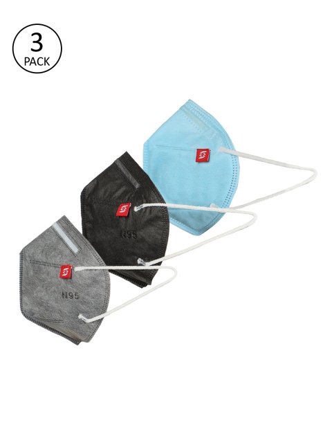 

Swiss Design Adults Pack of 3 Reusable 3-Ply Anti-Pollution Masks, Grey
