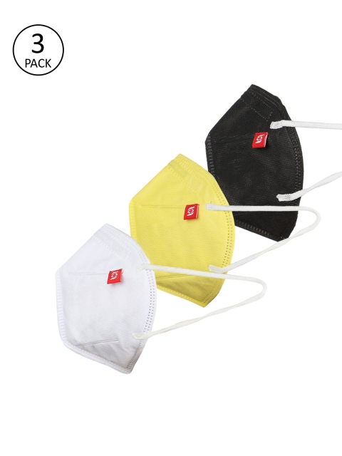 

Swiss Design Unisex Pack of 3 Pcs Multicoloured Reusable 3-Ply Protective N95 Masks, Yellow