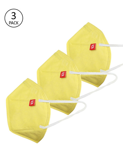 

Swiss Design Unisex Pack of 3 Pcs Yellow Reusable 3-Ply Protective N95 Masks