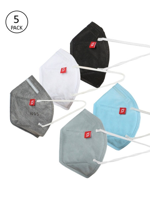 

Swiss Design Unisex White Pack Of 5 Reusable 5 Ply Outdoor Masks, Multi