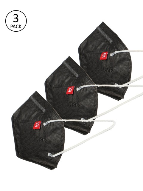 

Swiss Design Adults Pack of 3 Reusable 3-Layers Anti-Pollution Masks, Black