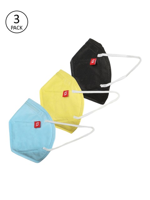 

Swiss Design Adults Pack of 3 Anti-Pollution 3-Ply Reusable Cloth Masks, Yellow