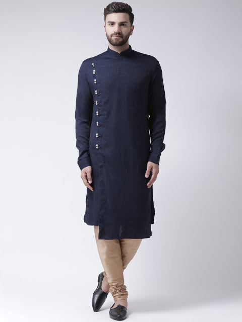 

I Know Men Navy Blue Embroidered Straight Kurta