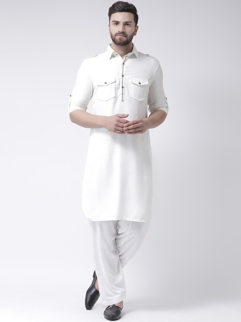 

I Know Men White Solid Pathani Kurta