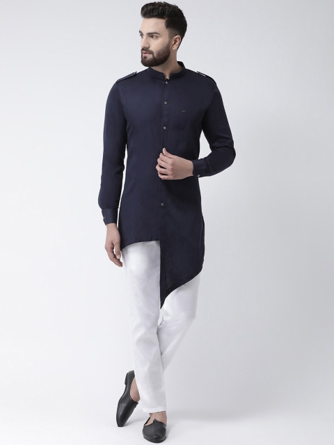 

I Know Men Navy Blue Solid Pathani Kurta