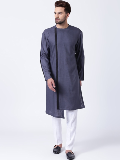 

I Know Men Grey Solid Straight Kurta