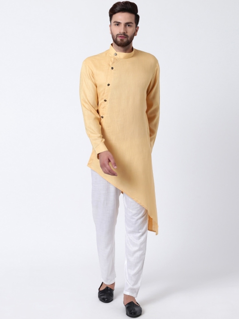 

I Know Men Beige Solid Straight Kurta