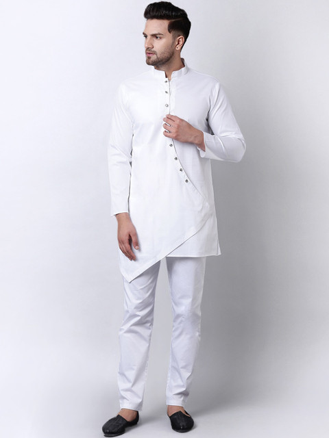 

I Know Men White Solid Straight Kurta