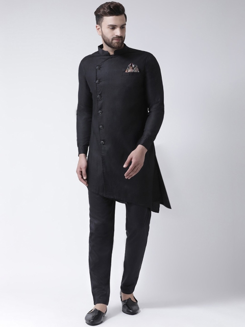 

I Know Men Black Solid A-Line Kurta