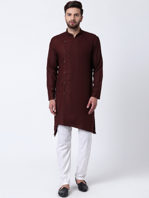 

I Know Men Maroon Solid Straight Kurta
