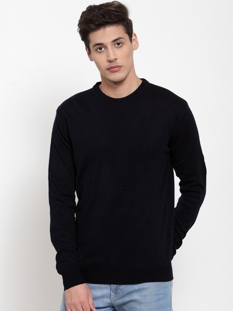 

Kalt Men Navy Blue Solid Pullover Sweater