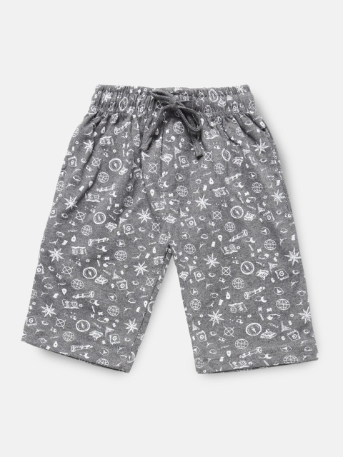 

Urban Dog Boys Charcoal Grey Printed Regular Shorts