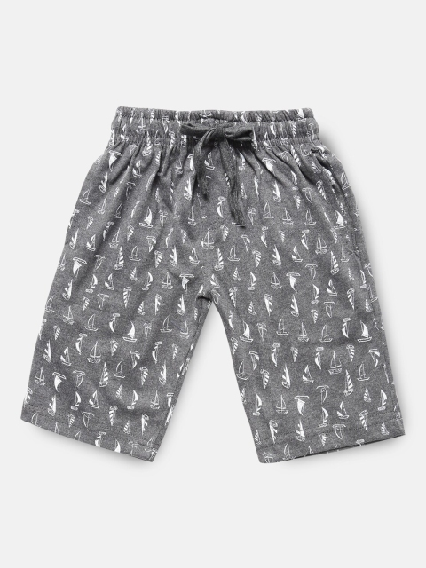 

Urban Dog Boys Charcoal Grey Printed Regular Fit Shorts