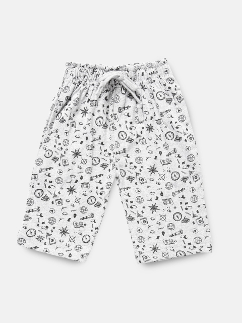 

Urban Dog Boys Grey Melange Printed Regular Fit Shorts