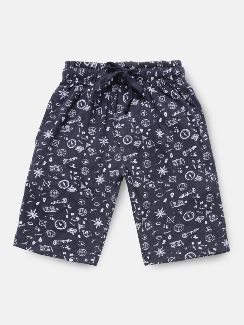 

Urban Dog Boys Navy Blue & White Printed Regular Fit Regular Shorts