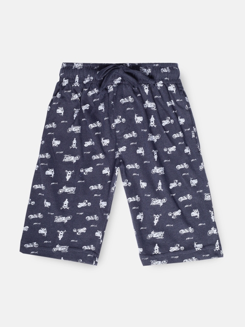 

Urban Dog Boys Navy Blue Printed Regular Fit Shorts