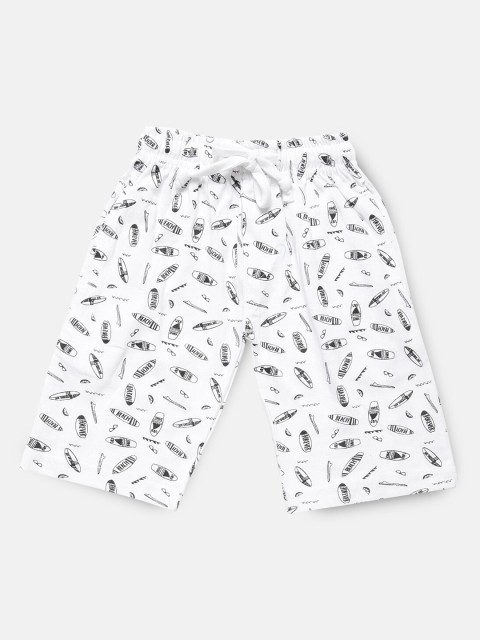 

Urban Dog Boys White & Black Printed Regular Shorts