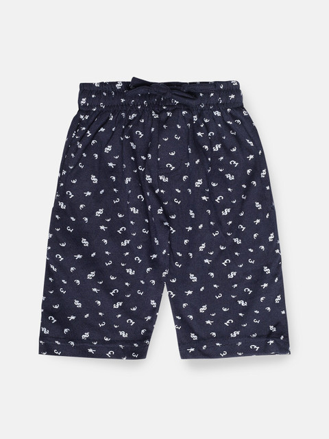 

Urban Dog Boys Navy Blue Printed Regular Shorts