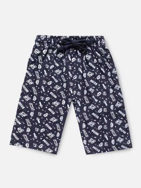 

Urban Dog Boys Navy Blue & Off-White Printed Regular Fit Regular Shorts