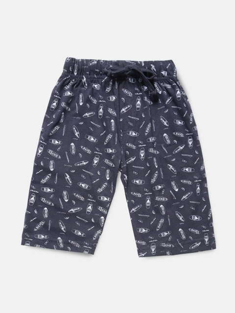 

Urban Dog Boys Navy Blue Printed Regular Fit Shorts