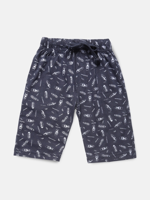 

Urban Dog Boys Navy Blue Printed Regular Shorts