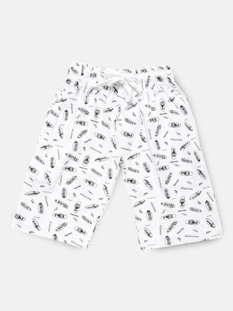 

Urban Dog Boys White & Black Printed Regular Fit Regular Shorts
