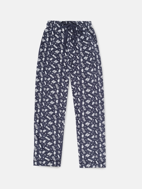 

Urban Dog Blue Printed Lounge Pants, Navy blue