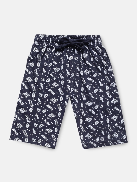 

Urban Dog Boys Navy Blue & White Printed Regular Shorts