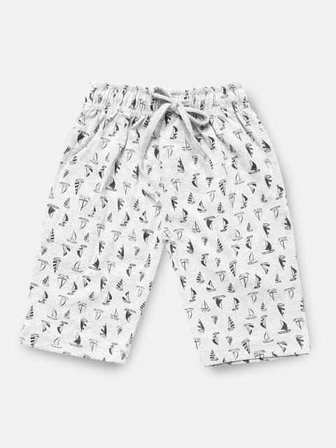 

Urban Dog Boys White & Grey Printed Regular Shorts