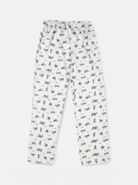 

Urban Dog Boys White & Grey Melange Printed Lounge Pants