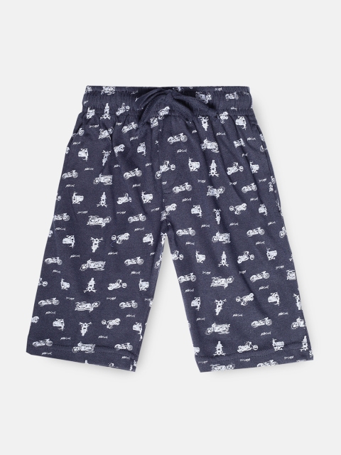 

Urban Dog Boys Navy Blue Printed Regular Shorts