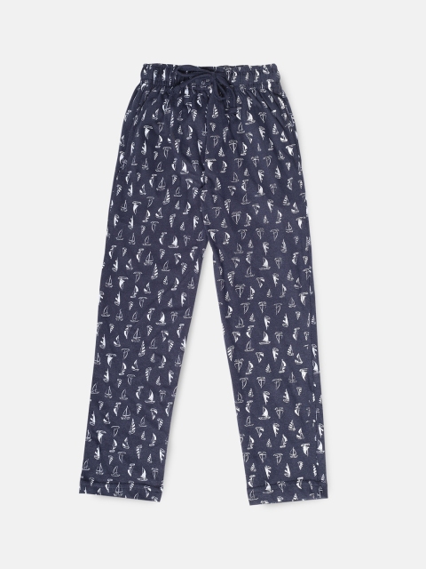 

Urban Dog Boys Blue Printed Lounge Pants, Navy blue