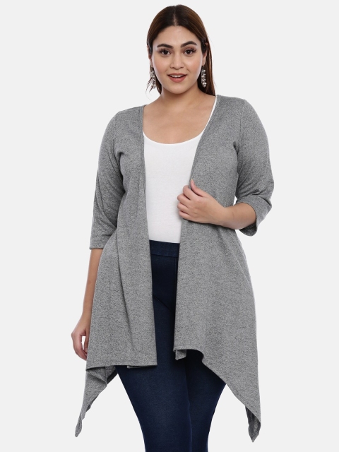 

The Pink Moon Women Grey Solid Waterfall Shrug