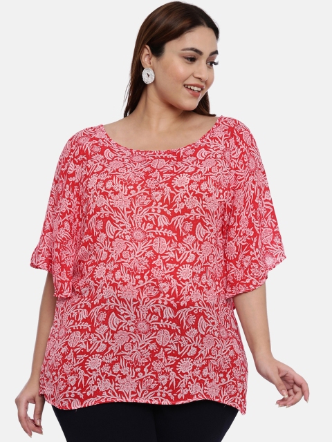 

The Pink Moon Women Red Printed A-Line Top