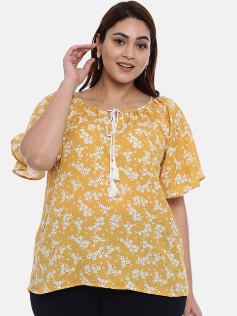 

The Pink Moon Women Yellow Printed Top