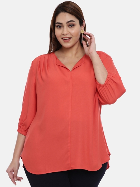 

The Pink Moon Women Coral Orange Solid Top