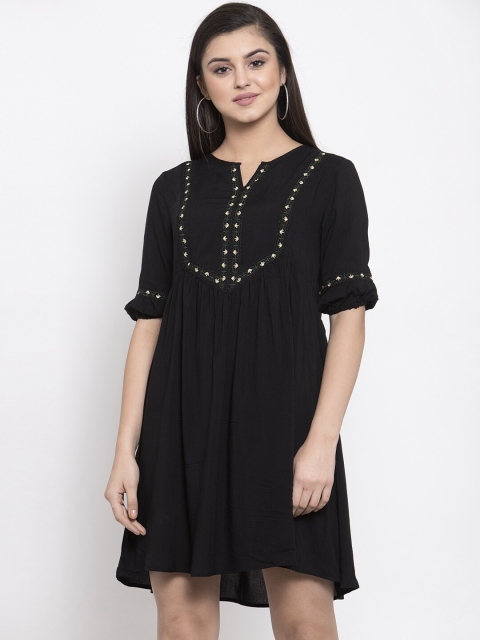 

Global Republic Women Black Solid Fit and Flare Dress