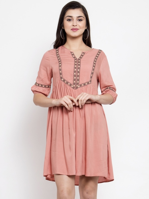 

Global Republic Women Pink Embroidered A-Line Dress