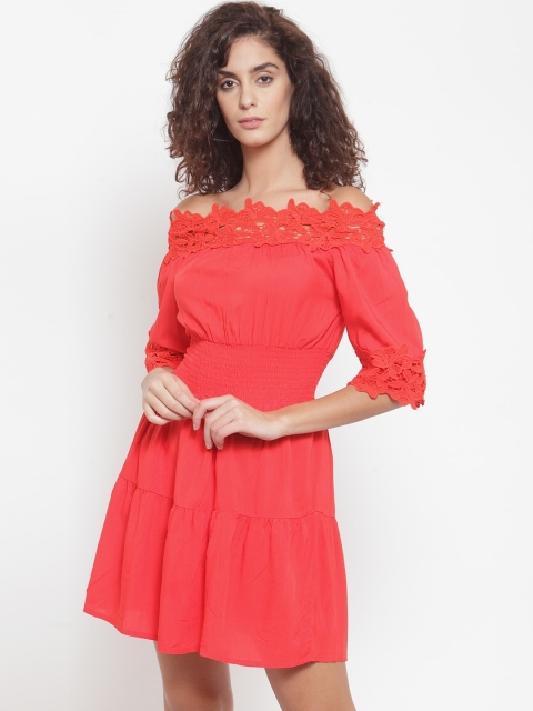

Global Republic Women Red Solid Fit and Flare Dress