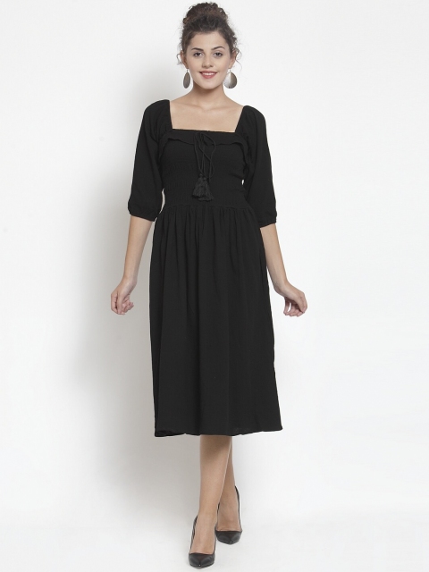 

Global Republic Women Black Solid Fit and Flare Dress